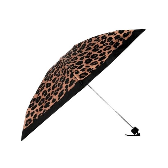 Coach Mini Umbrella Leopard Print UV Protection SV/Brown Black Multi CC947 New - Picture 1 of 8
